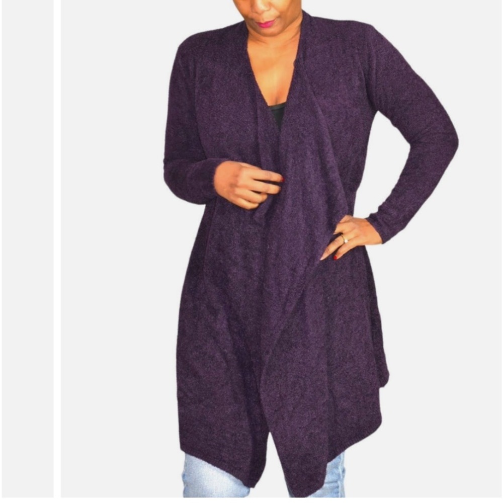 Barefoot dream bamboo chic purple sweater cardigan size medium small